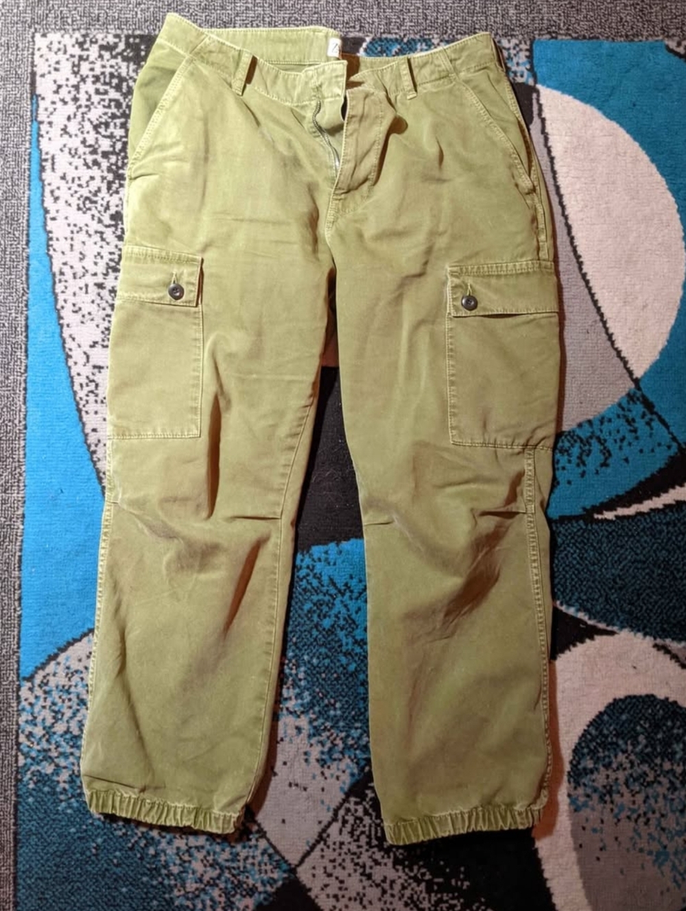 Zara Olive Cargo Pants with Elastic Cuffs